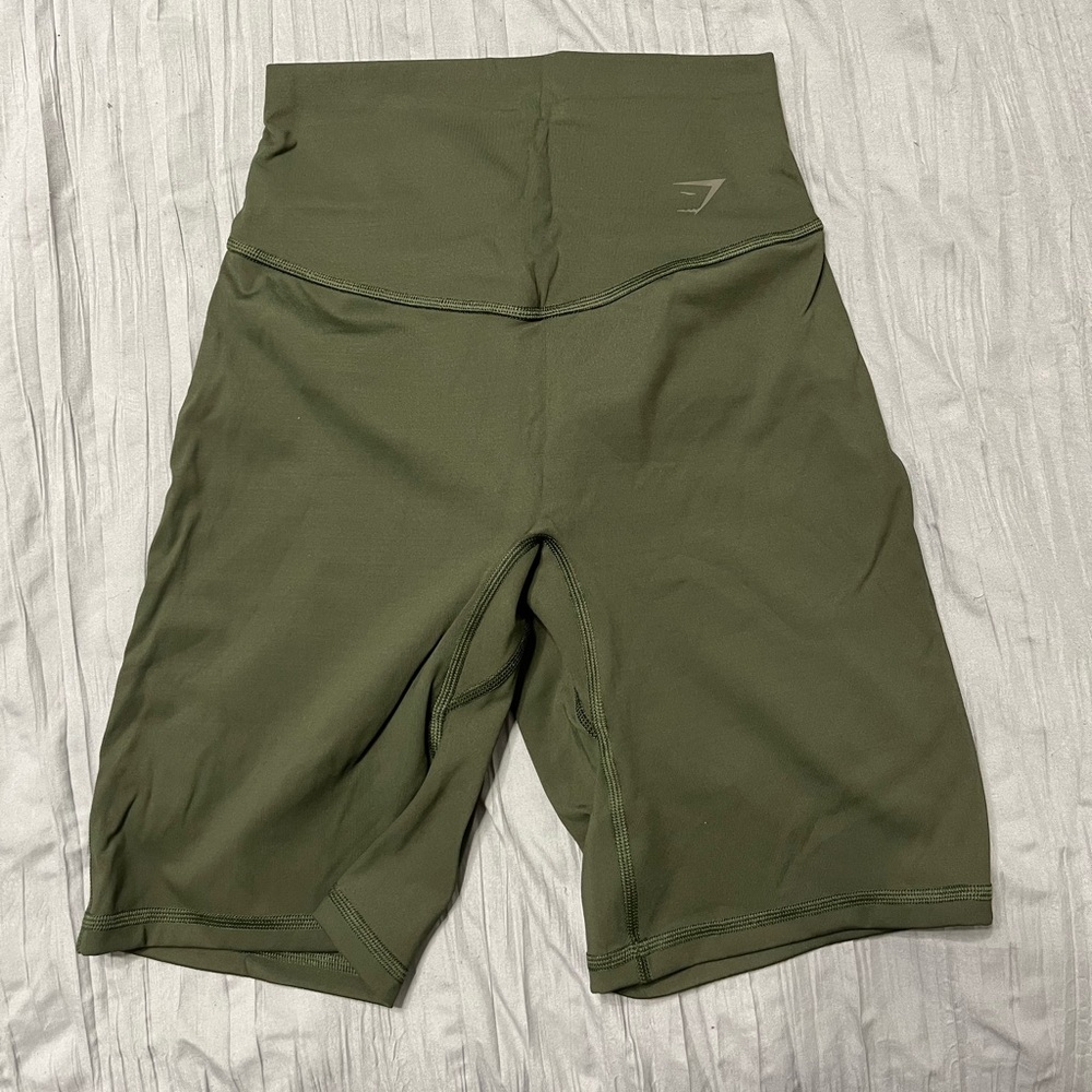Gymshark Green Bike Shorts High-Waisted Athletic